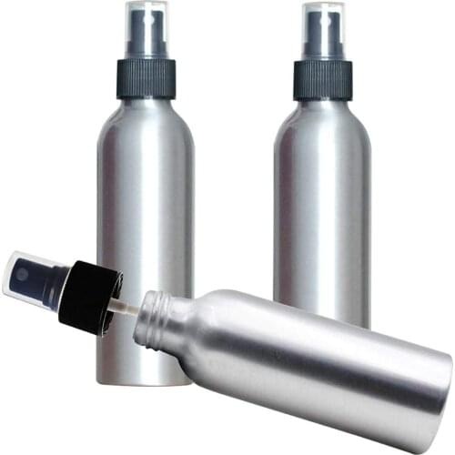 6pcs 5oz/150ml Aluminium Spray Bottle with Black Fine Mist Spraye Empty Refillable Container Travel Bottle for Kitchen Bathroom