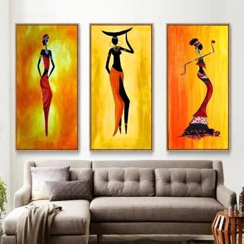 Abstract African Woman Dancing Scandinavian Canvas Painting Posters and Prints Cuadros Wall Art Pictures For Living Room Decor