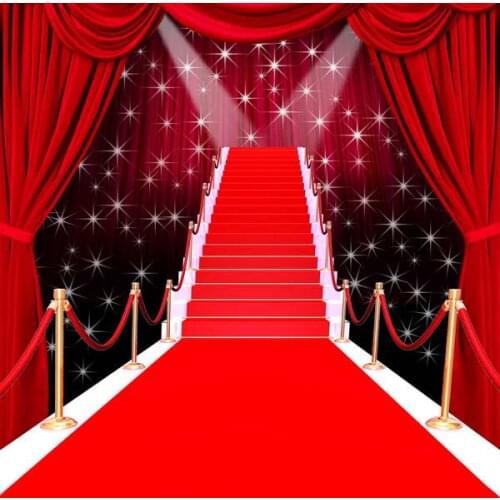 Sparkly Red Curtains Hollywood Red Carpet backdrop polyester or Vinyl cloth High quality Computer print party Backgrounds