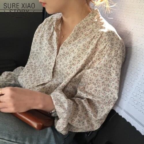 2021 Autumn Gentle V-neck Long Sleeve Shirt New Fashion Elegant Floral Button Top Causal Print Vintage Women Blouse Blusas 16976