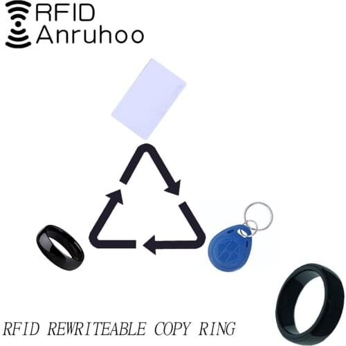 RFID Portable Ring 125Khz 13.56Mhz Rewritable Copy Tag Key T5577 CUID Smart Dual Chip Card NFC Copier Duplicator Badge