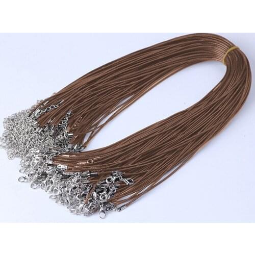 Black Leather Wax Rope Cord Necklace Chain DIY String Strap Rope Lobster Clasp Leather Jewelry Chains