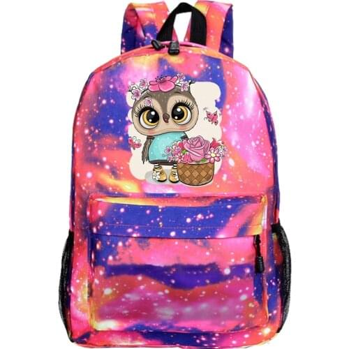 Child Cute Owl Backpack Cartoon Bookbag Mochila Plecak Pink Teenager Girl School Bag Boy Galaxy Rucksack Women Small Travel Bag