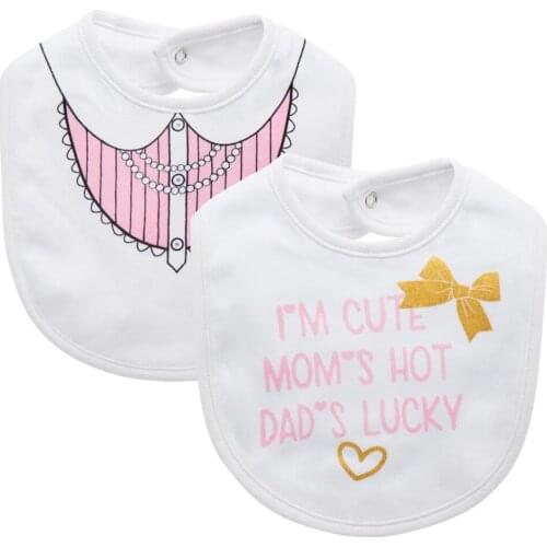 Honeyzone Hot Style Baby Bib White Color With Cute Printing Round Shape Baby Boy And Girl Accessories Burp