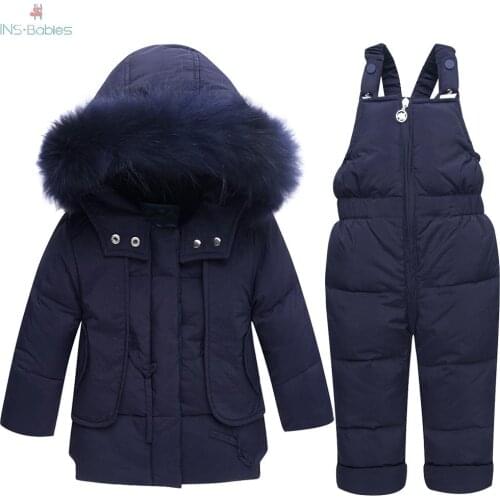 Childrens Winter Warm Down Jacket Suit Hooded 2 Piece Set Girls Clothing Brand 1-3y Baby Boy Fashion White Duck Down Jacket Set
