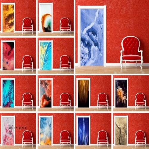 Door Stickers Self-adhesive Cloud Color Pattern Abstract Waterproof Moisture-proof Home Decor Sticker Bedroom Wardrobe Stickers