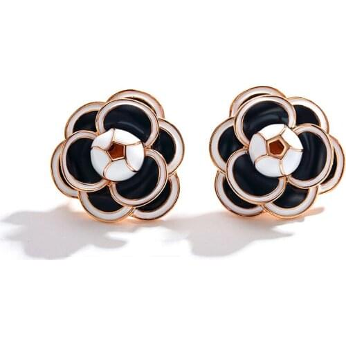 IDESTINY 11.11 Sale Flower Shape Enamel Clip on Earings Fashion Jewelry For Ladies Luxury Woman Designer Accessories Bijoux Gift