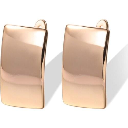 Gulkina Hot Simple Glossy Dangle Earrings Fashion 585 Rose Gold Square Earrings For Women High Quality Daily Fine Jewelry