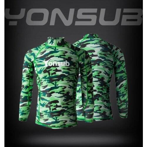 Camouflage Wetsuit Sun Protection Swimsuit Long-sleeved Surfing Snorkeling Suit Rash Guard Swimwear Men Jellyfish Suit