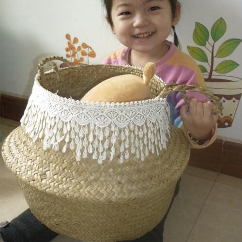 Lace feather tassel Kids Toy Storage Basket Healthy Environmental Protection Clothing Handmade Storage Basket Plant Flower Pot
