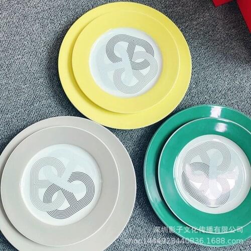 Creative ceramic European-style western food dish steak dish English macaroon-style hotel dishes tableware set ceramic plate set