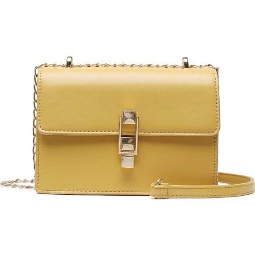 Fashion Women Genuine Leather Small Flap Hasp Cover Chain Bags
