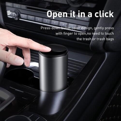 Car Trash Bin Alloy Garbage Can For Car Dustbin Waste Rubbish Basket Bin Organizer Storage Holder Bag Auto Accessories