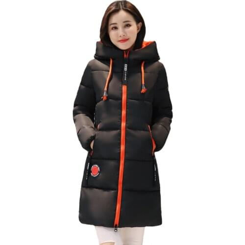 2020 winter long jacket for women parka hooded plus size thick slim stand collar solid casual outwear coat femme chaquetas mujer