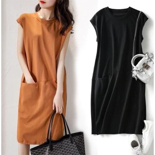 2021 Spring and Summer New Loose Slim T-Shirt Sleeveless Fashion All-match Dress Plus Size Fairy Womens Skirt