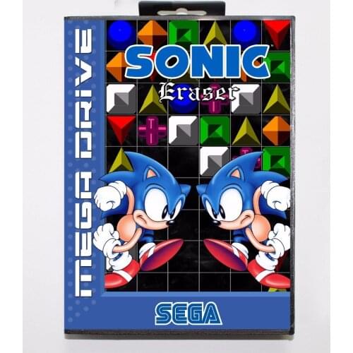 New Arrival Sonic Eraser 16 bit MD Game Card With Retail Box For Sega Megadrive/Genesis