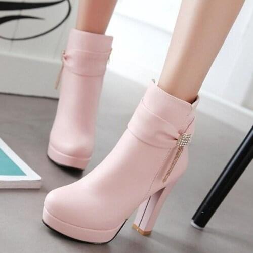 New fashions in autumn and winter simple Martin boots thick and super high waterproof table sweet bow single women boots