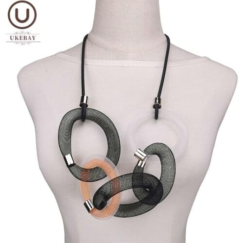 UKEBAY New Designer Handmade Pendant Necklace Women Mesh Jewelry Vintage Accessories Festival Gift Party Clothes Chain Necklaces