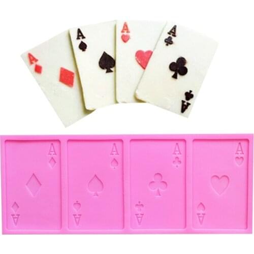 Poker Cookie Cake Silicone Mold Playing Cards Chocolate Fondant Mould DIY Crafts Decoration Kitchen Baking Tool