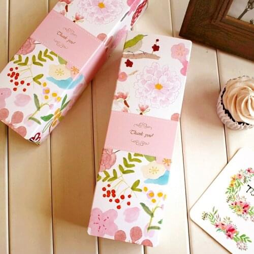 Rectangle pink flower decoration cookie biscuit dessert candy packaging box party gift packing favors supply