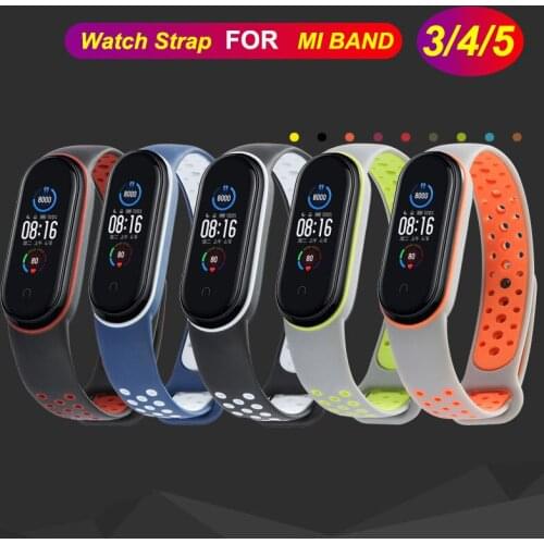 Double Color Rubble Watch Strap For Mi Band 3 4 5 Strap Wristband Sport Bracelet For Xiaomi Band 3 4 5 Strap
