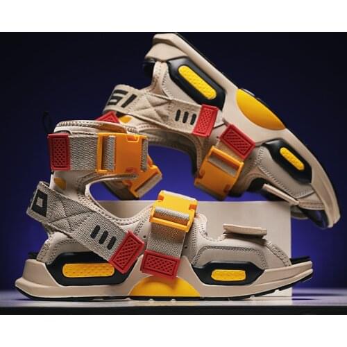 Summer Yellow Luxury Mens Fashion Sandals Cool High Men Gladiator Sandals Buckle Designer Male Outdoor Shoes sandalias hombre