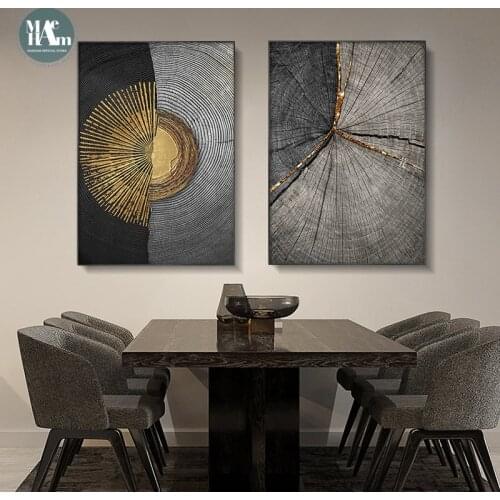 Modern Abstract Circle stripes moon black golden Canvas Art Paintings For Living Room Posters And Prints Wall Poster Home Decor