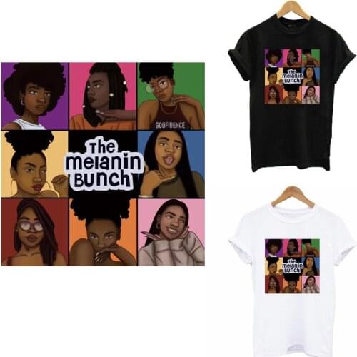 Friends Black Girl Thermal Iron-on Transfer Sticker Beauty African Gril Patches For Clothes DIY Washable T-shirt Heat Transfer
