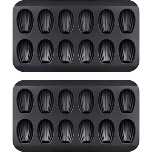2 Packs Non-Stick Madeleine Pot, Baking Mold 12 with Shell Cake Baking Tray Chocolate Non-Stick Baking Tray, Used for Oven Bakin