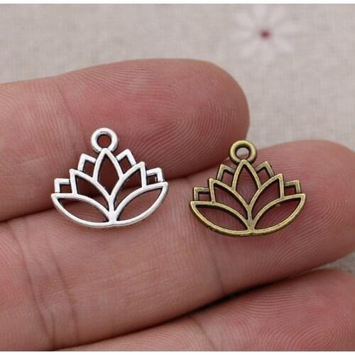 30PCS Antique Bronze Plated Lotus Flower Charms Pendants for Jewelry Making Bracelet Earrings DIY Accessories Craft Handmade