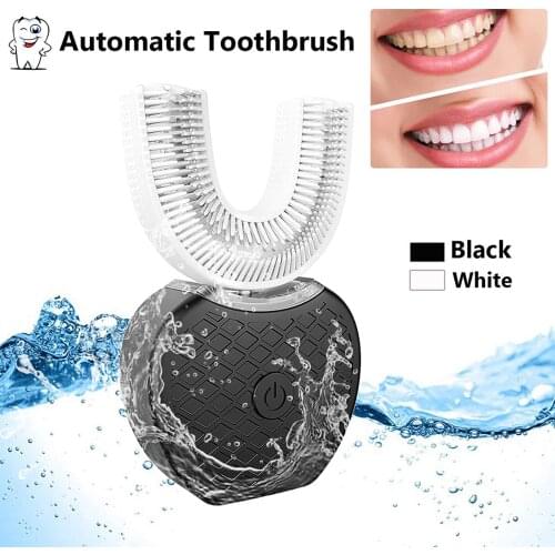 360 Degrees Intelligent Automatic Electric Toothbrush U Shape Electric Toothbrush 3 Modes USB Tooth Whitening Blue Light