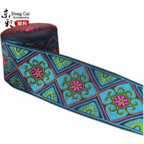 5yards (5cm) Chinese Ribbon Retro National Embroidery Webbing DIY Curtain Accessories Hanfu Clothing Side Skirt Decorative Lace