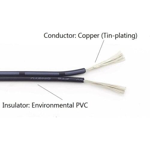 5M UL2468 2 Pin Electric Copper Wire 26AWG Lamp Lighting Cable PVC Insulated Double Cords Extend Connect Line White Black Red