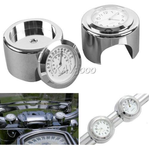 7/8" 1" Handlebar Clock Thermometer For Harley Dyna Sportster Electra Glide Ultra Road King Street Glide FLHX XL883 Touring