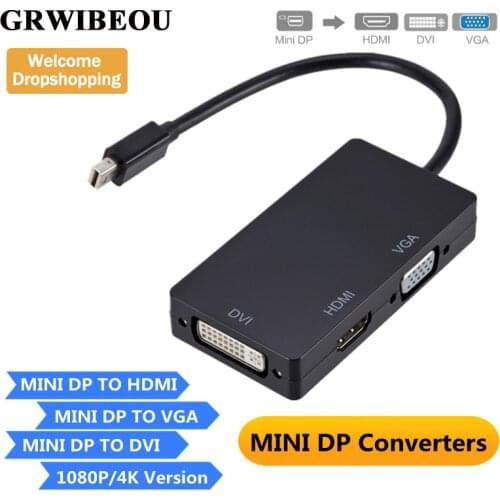 3 in 1 Mini DP DisplayPort to HDMI-compatible VGA DVI Adapter Mini DP Cable Converter for MacBook Pro Air Mini DisplayPort