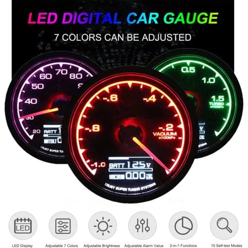 Car Universal Tachometer Gauge & Turbo Boost Gauge & Water Temperature Gauge & Oil Temperature Gauge & Oil Pressure Guage