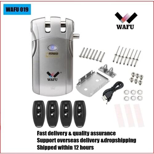 Wafu 019 Wireless wifi Smart Lock Remote Control BT Electronic Keyless Door Invisible Lock 433MHz Phone Control Fingerprint Lock