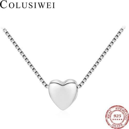 Colusiwei Silver Love Heart Pendant Necklace for Women New 925 Sterling Silver Chain Link Charm Necklace Wedding Promise Jewelry