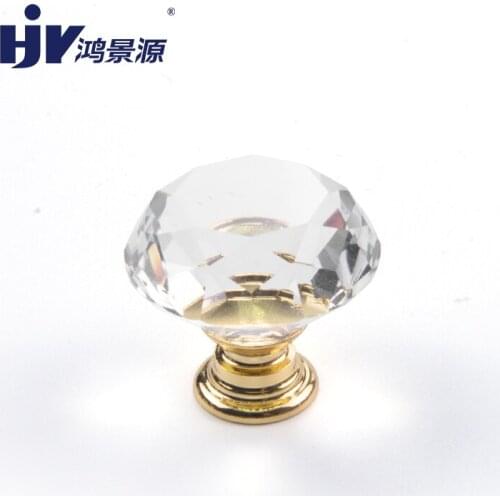 HJY Transparent Crystal Handle Knobs and Handles for Drawers Furniture Kitchen Cabinet Knob Aluminual Base Pull A134