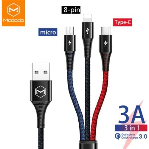 Mcdodo 4 In 1 USB Cable Micro USB Type C Charger Cable For Samsung iPhone Xs 11 Pro Max Fast Charging Micro USB Cable Wire Cord
