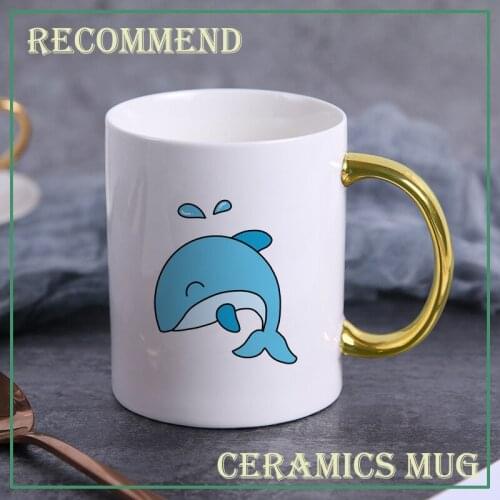 Ceramic Coffee Mug 11oz JUMPING DOLPHIN Breakfast Cup Handgri Travel Mug Novelty Gifts For Your Friends кружки canecas KTDW-052