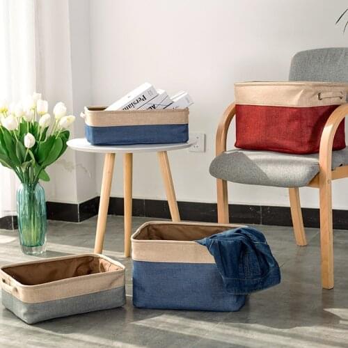 Cotton linen fabrics storage basket closet clothing organizer desktop sundries toys snacks cosmetic storage basket box WF1020