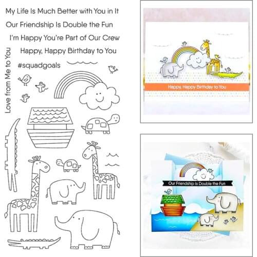 2020 New Words Happy Birthday Clear Stamps Sets Animals Party and Rainbow Metal Cutting Dies Scrapbooking For Crafts Card Making