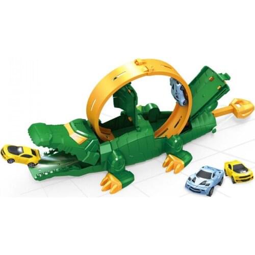 Car Model machinery crocodile ejection toy car large assembly track dinosaur model set Catapult Toy Diecasts Toy for Children