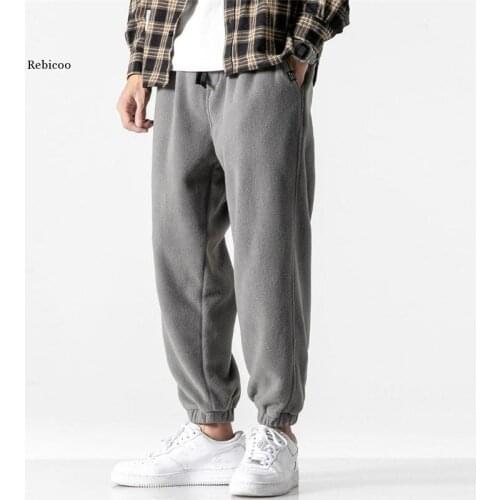 New Loose Jogging Pants Men 2021 New Fashion Fleece Autumn Winter Warm Sweatpants Male Outdoor Straight Trousers Pantalon Hommes