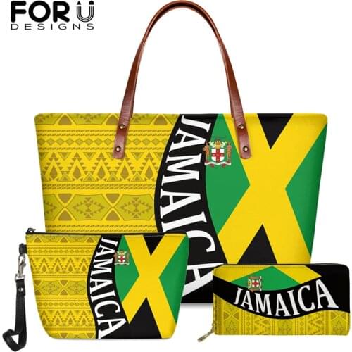 FORUDESIGNS 2021 New Trend Jamaica Flag Printed Shoulder Bags for Lady Casual Tote Bag Brand Designer Handbags and Purses Bolso