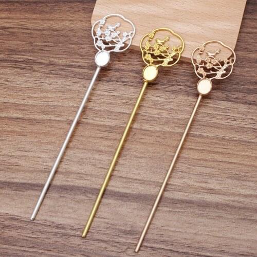 20 Pieces Cabochon Hair Sticks For Women Chinese Style Metal Hairpins DIY Tiaras Bride Hair Accessories