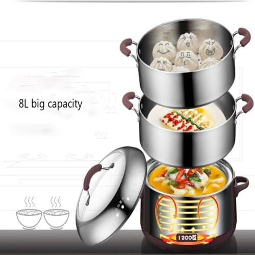Stainless steel steamer pot three-layer electric hot pot/pan/steamer electric hot pot table multi-purpose Electric chafing dish
