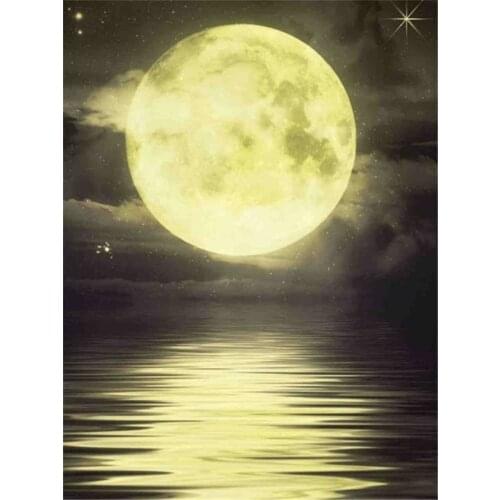 Landscape Moon DIY 11CT Embroidery Cross Stitch Kits Craft Needlework Set Printed Canvas Cotton Thread Home Decoration Sale