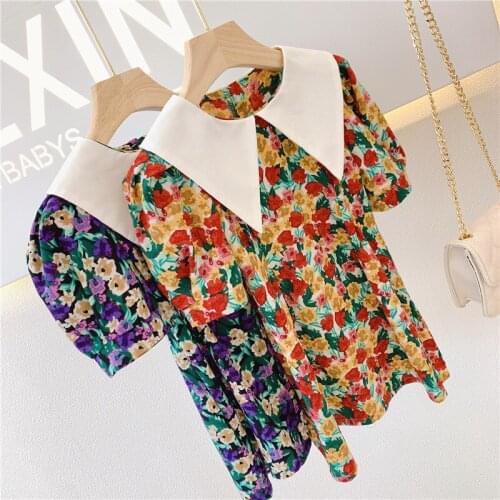 Baby Girl Princess Dress New Summer Kid Dress Floral Sweet Children Party Suits Vintage Puff Sleeve Costume Children Clothing